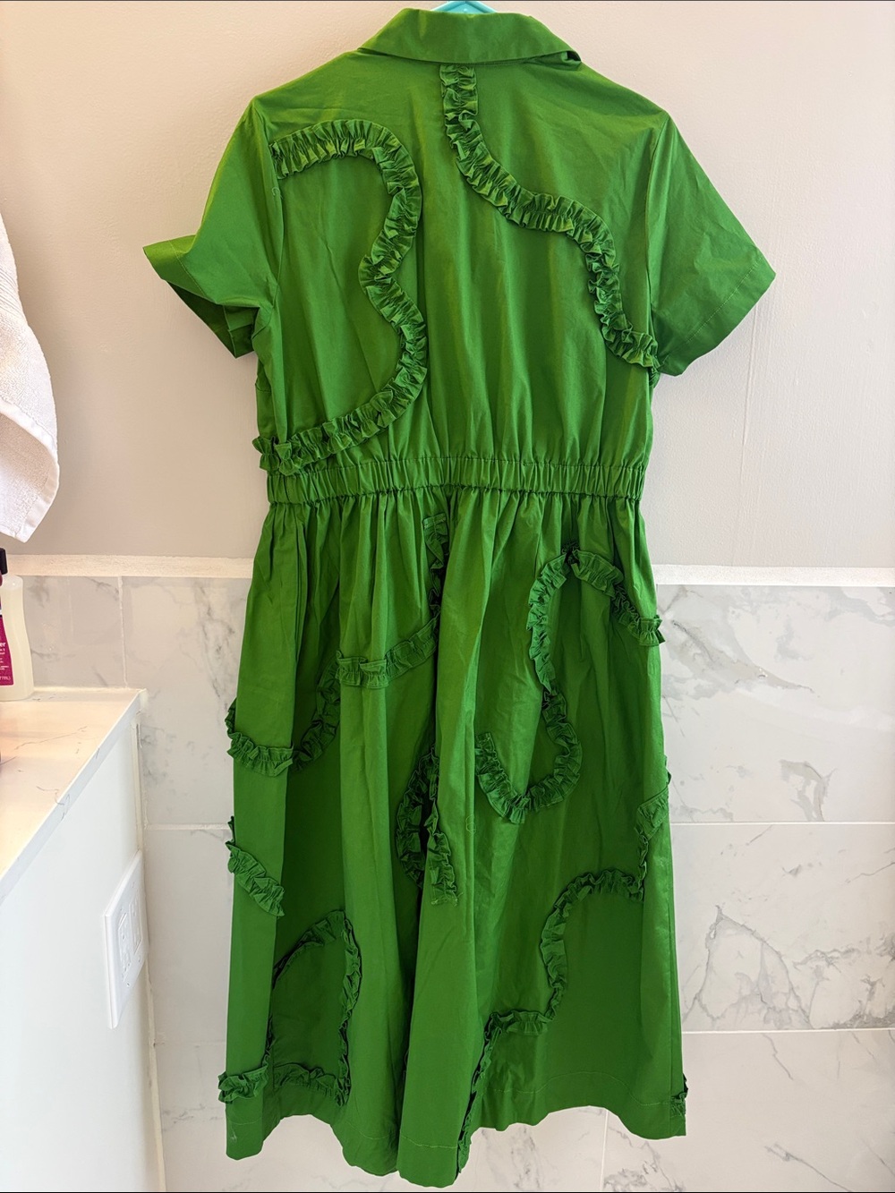 NWT kate spade x Target Bright Green Ruffle-Trim Midi Shirt Dress - Picture 4 of 4